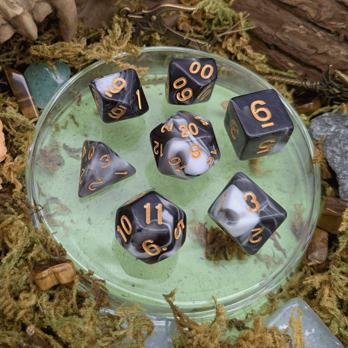 Black and White Two Tone Dice Set