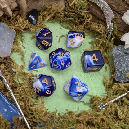 Two Tone Dark Blue and White Dice Set
