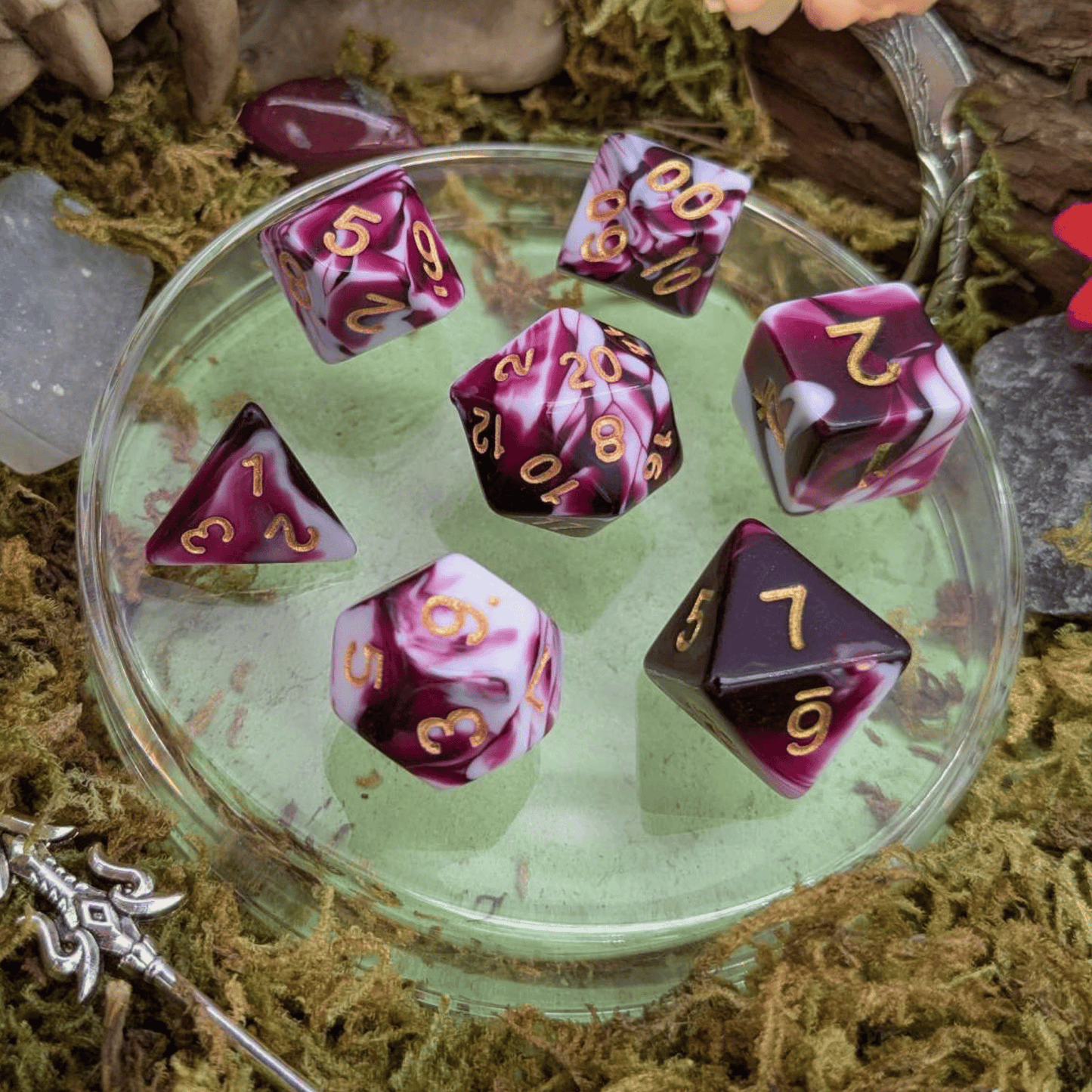 Two Tone Pink White Dice Set