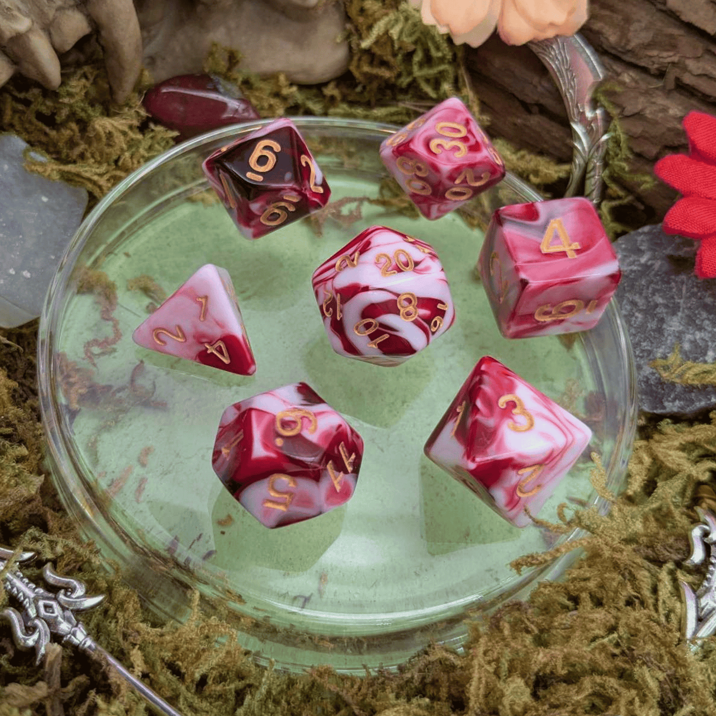 Two Tone Red White Dice Set