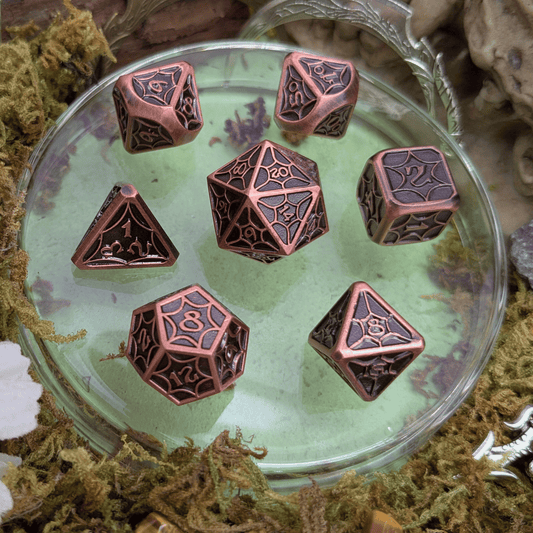 Web Copper Metal Core Dice Set