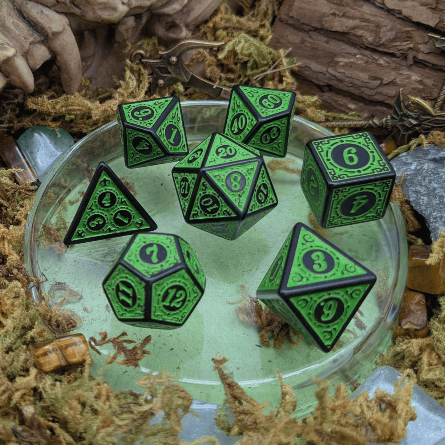 Green Zoltar Dice Set